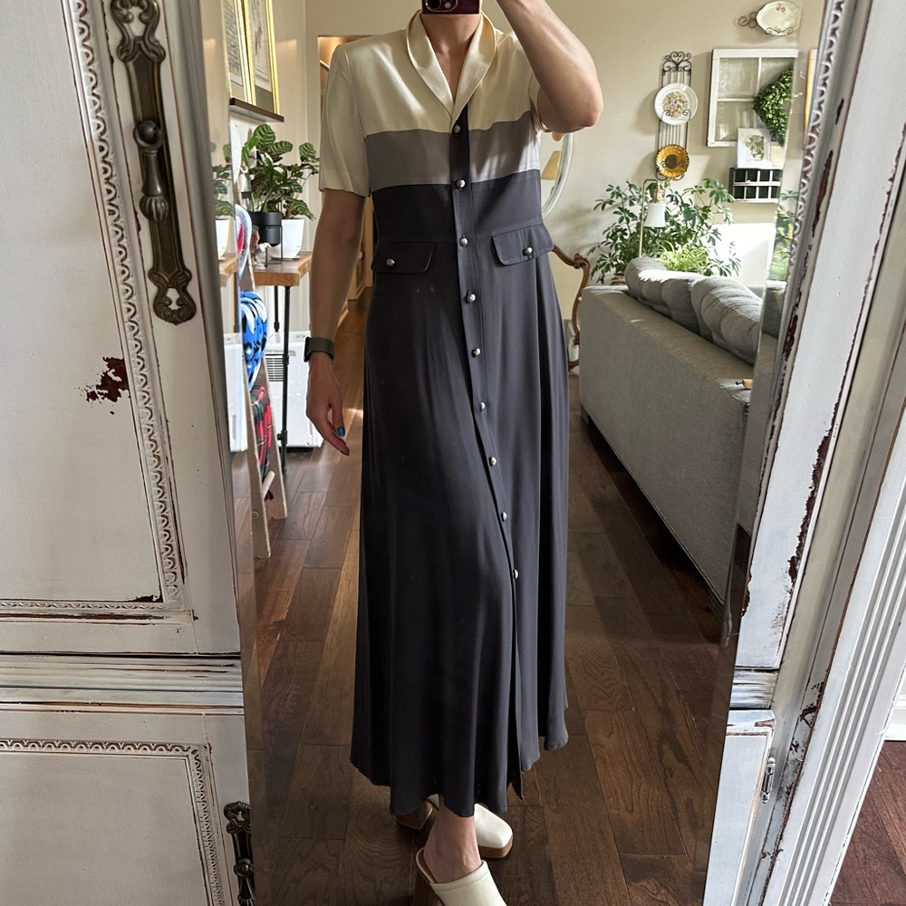 038: Vintage block color dress